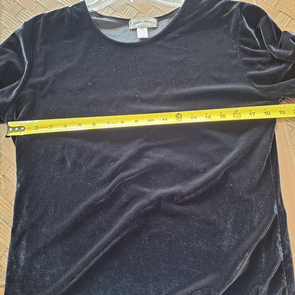 Black Velvet Top Minimalist Stretchy Y2K Holiday Capsule Womens M - Picture 7 of 9